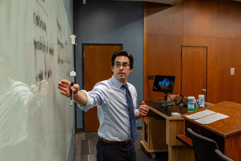 Jacob Sherkow instructing a class