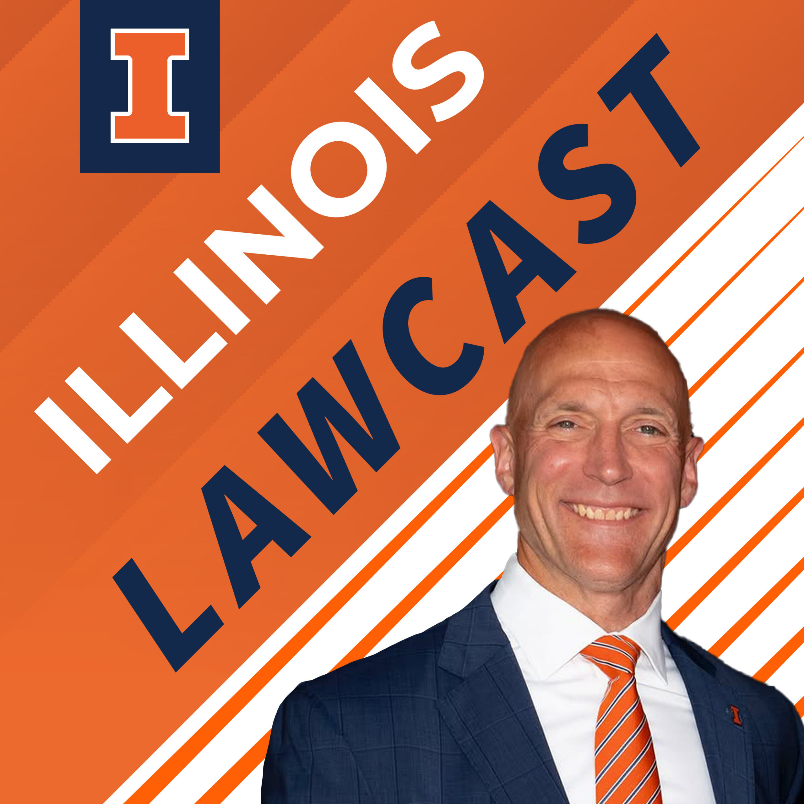 Illinois LawCast art with portrait of Josh Whitman