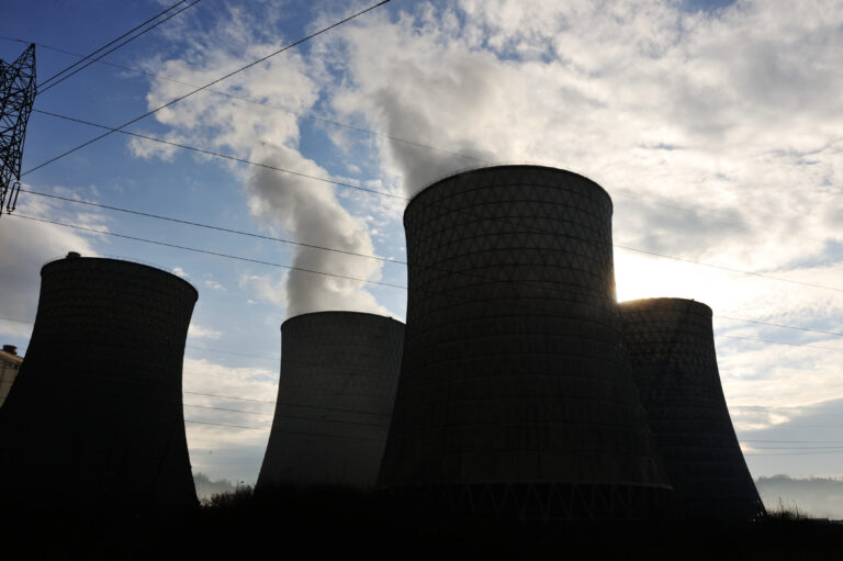 Power station releasing steam