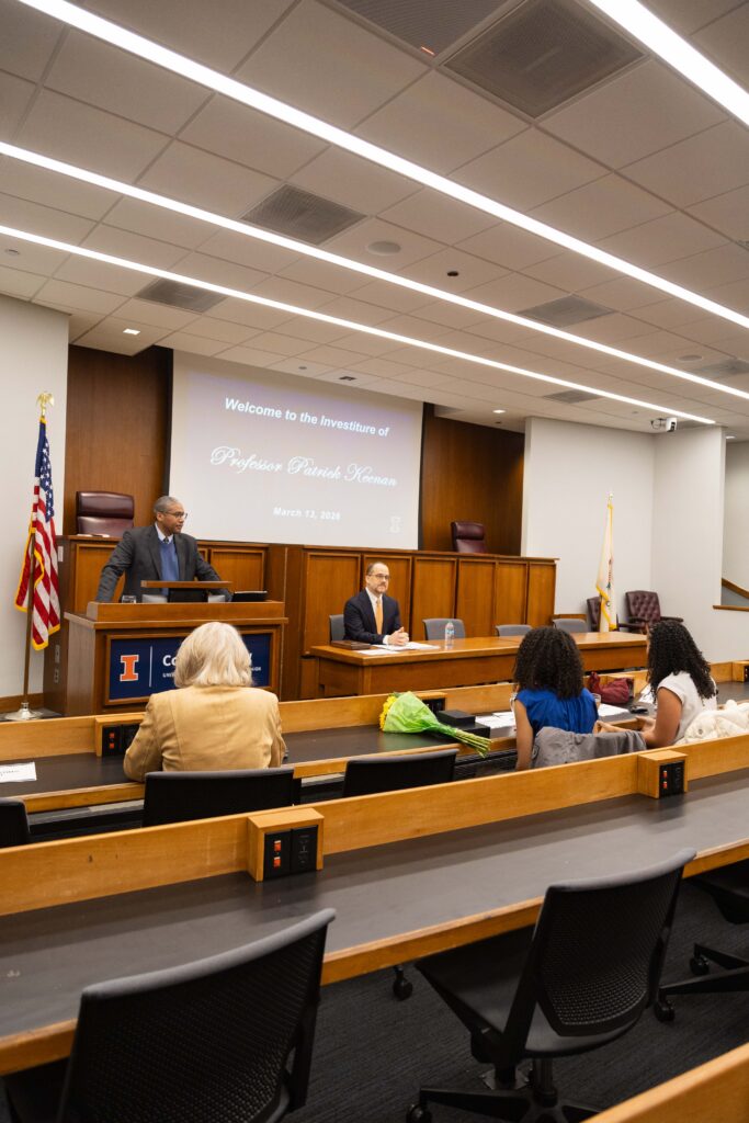 Jamelle Sharpe delivers remarks during Pat Keenan's investiture ceremony.
