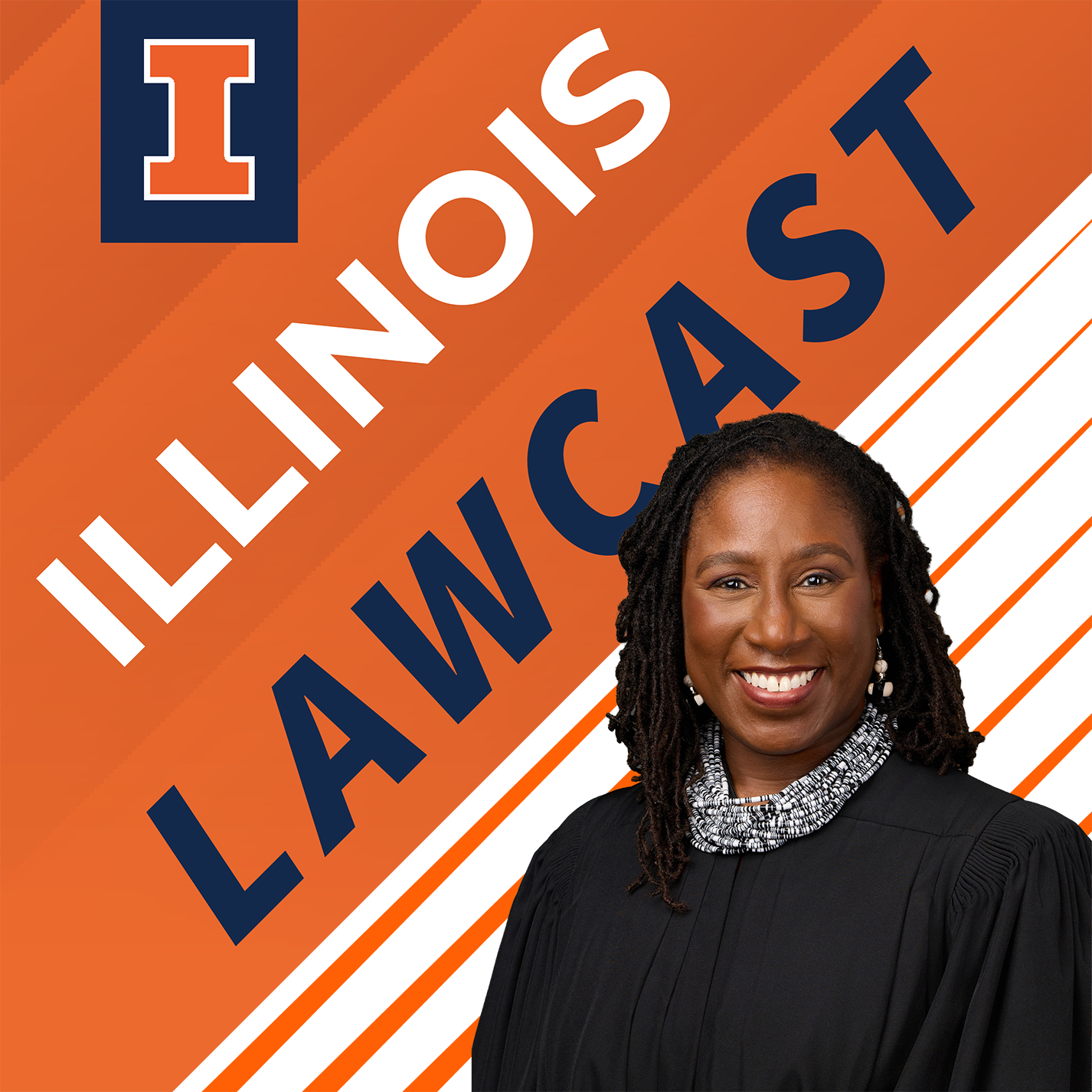 Illinois LawCast art with portrait of Judge Candace Jackson-Akiwumi