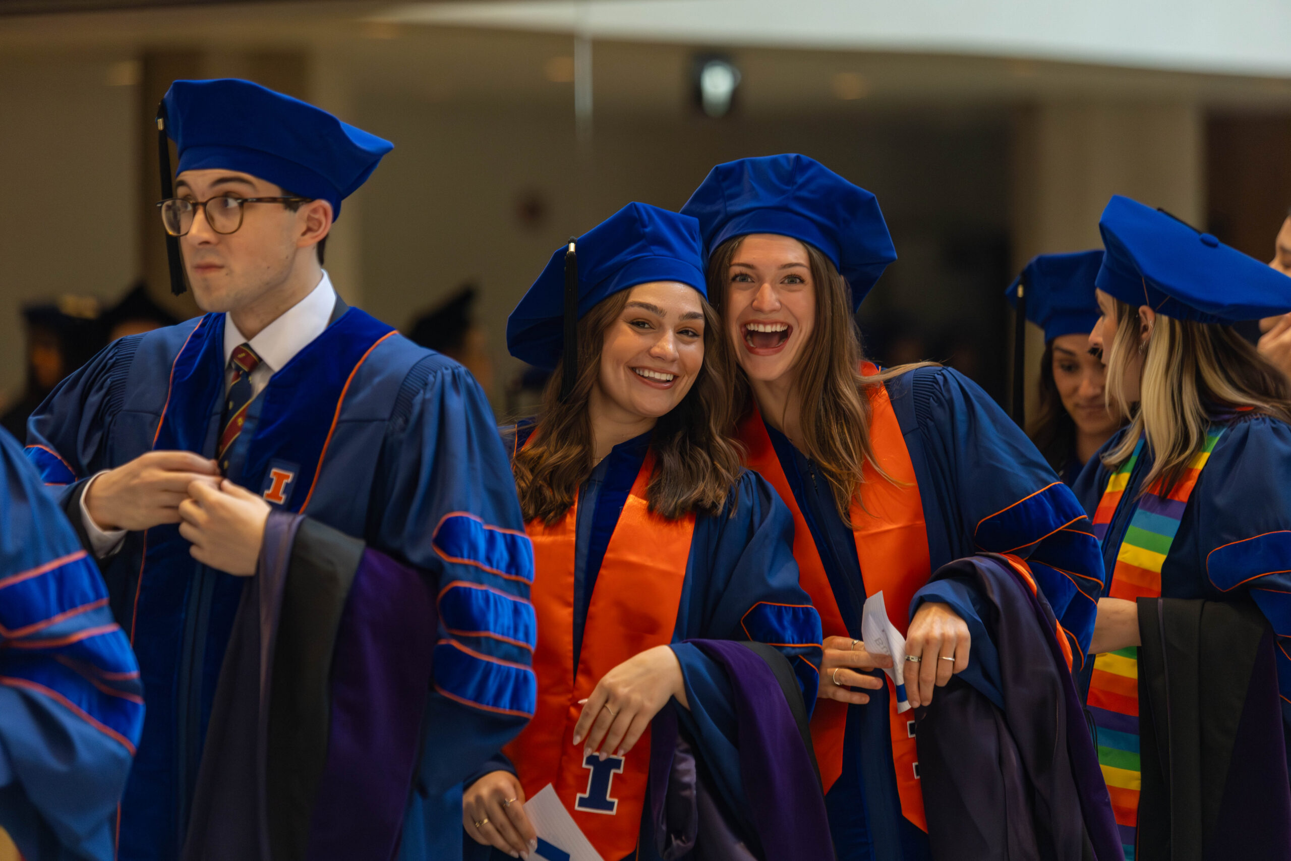 Students pose for a photo before walking in the processional at 2026 Convocation