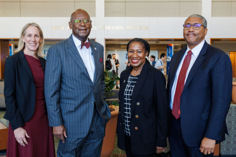 Illinois Supreme Court Chief Justice P. Scott Neville, Jr. with the deans of law schools at Northern Illinois, Southern Illinois, and University of Illinois
